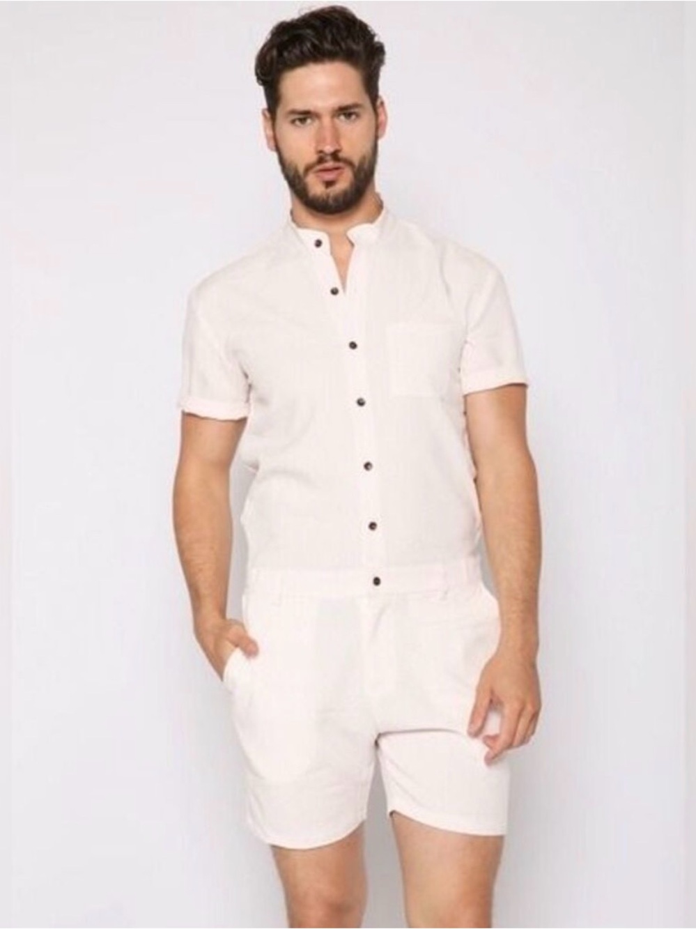 Light Pink Short Sleeve Men’s Romper